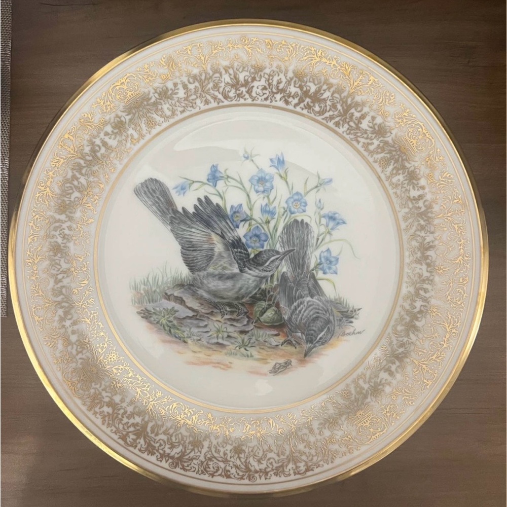 Set of 3 Lenox 24 K Gold Boehm Birds Plates